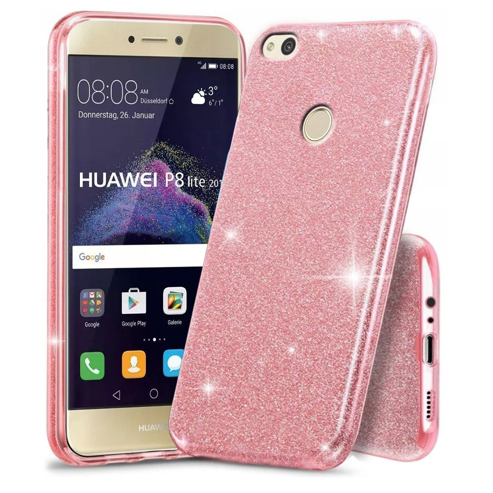Huawei P8 Lite 2017 Hülle, Glitzerhülle, Rosa