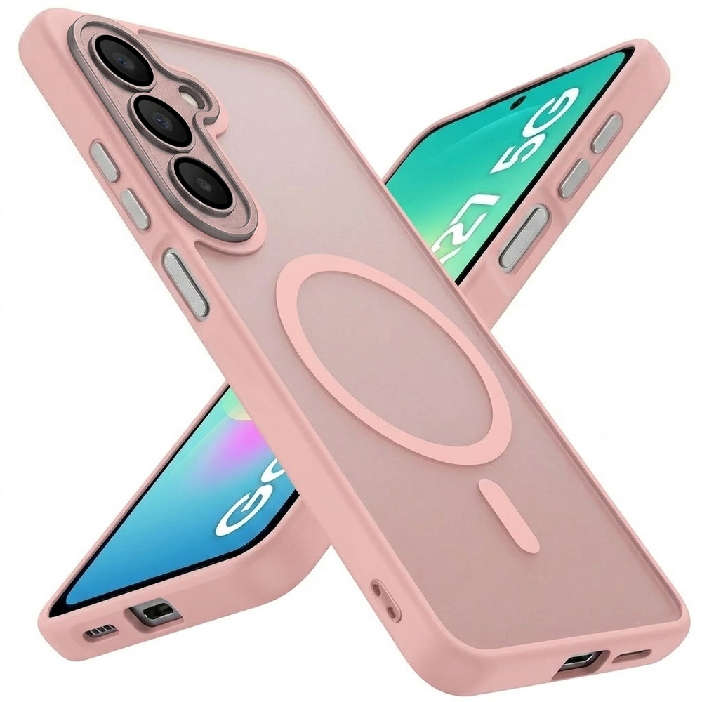 Rauchgraue Hülle Für Samsung Galaxy A27 5g, Matte Hülle, Mit Magsafe-anschluss, Rosa Rahmen