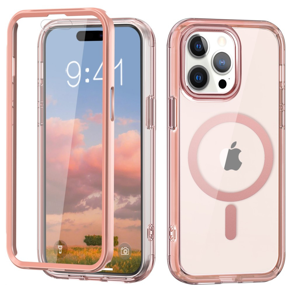 Iphone 16 Pro Max Stoßfeste Hybrid-hülle Mit Displayschutzfolie Für Magsafe, Pink