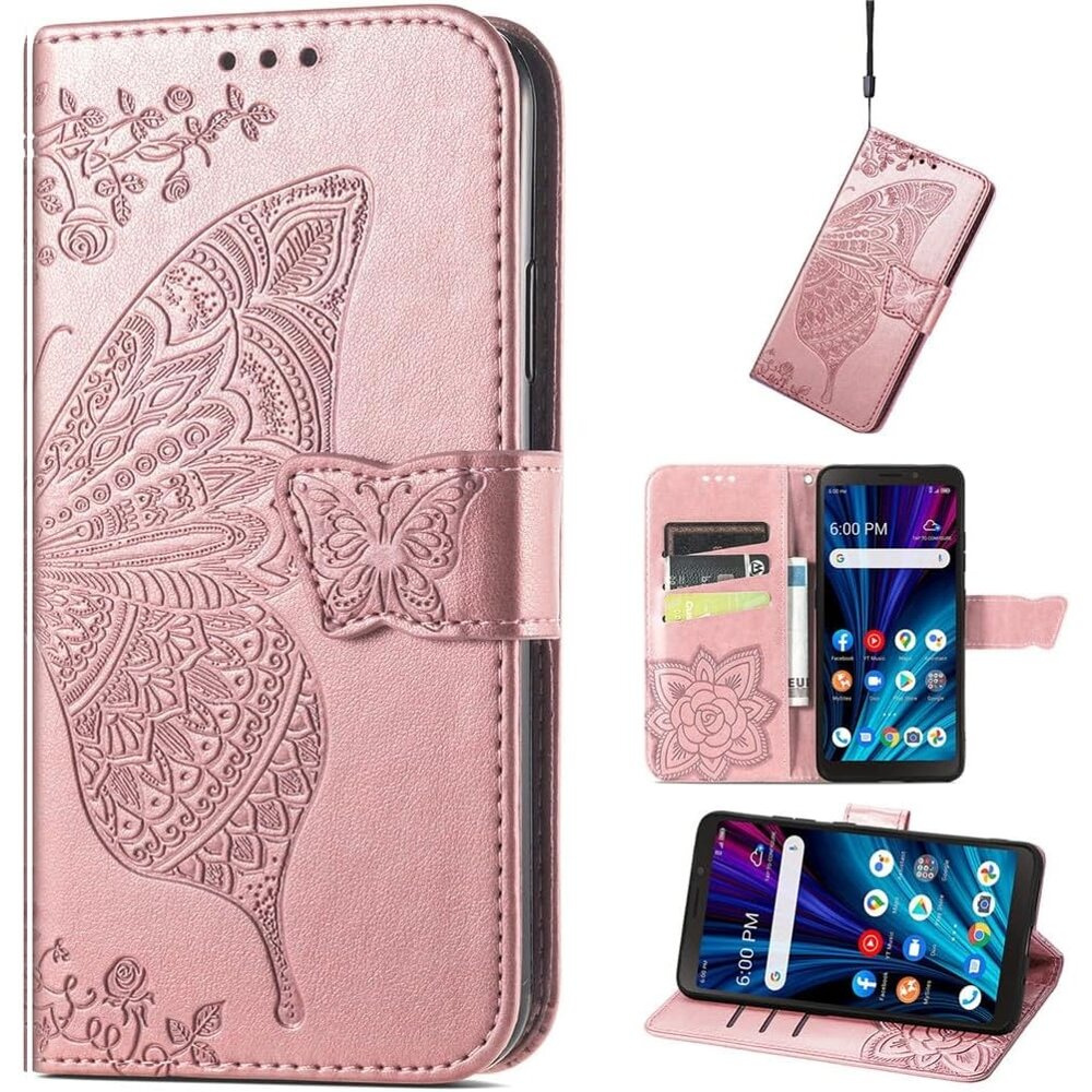 Klapphülle Für Oneplus Nord 4, Schmetterling, Roségold