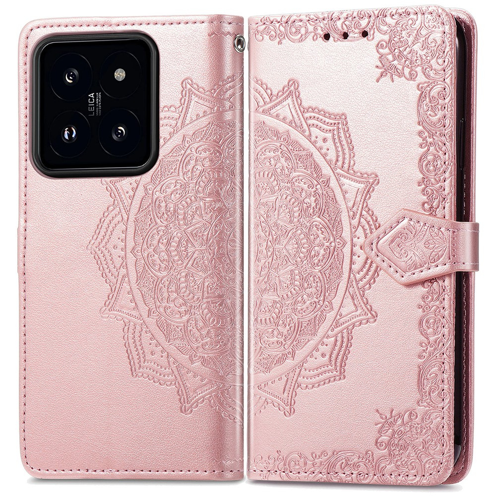 Klapphülle Für Xiaomi 14t Pro, Mandala, Roségold