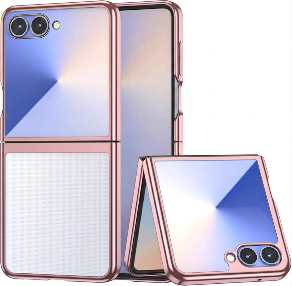 Transparente Schutzhülle Für Samsung Galaxy Z Flip 8, Hartschalenetui, Roségoldener Rahmen