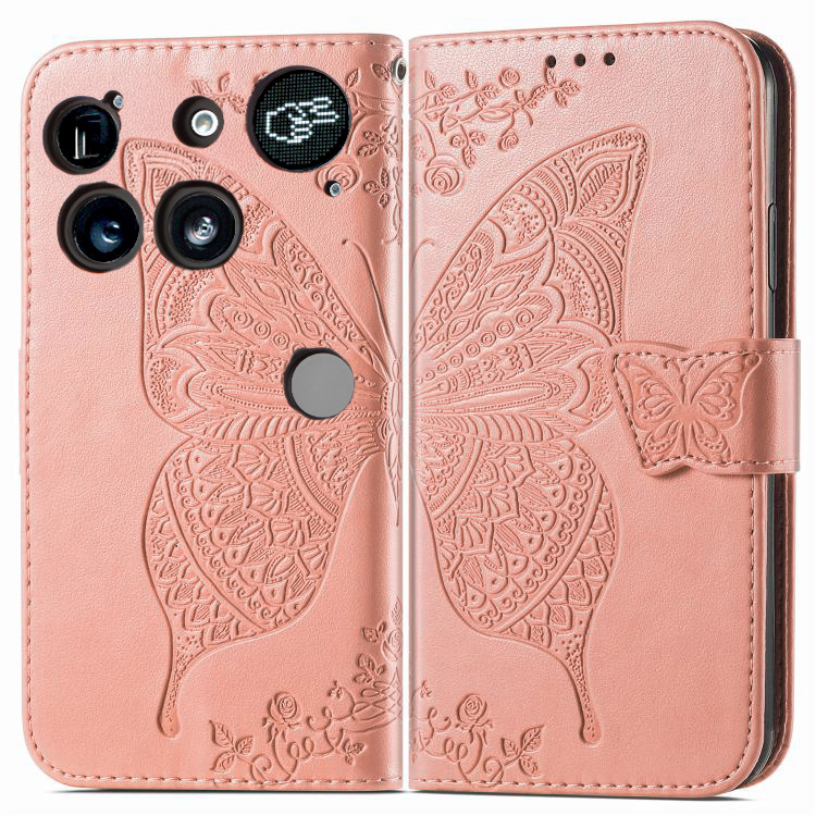Nothing Phone 3 5g Butterfly Flip Case, Roségold