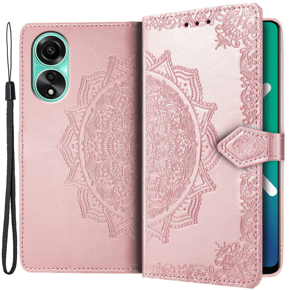 Klapphülle Für Oppo A98 5g, Mandala, Roségold