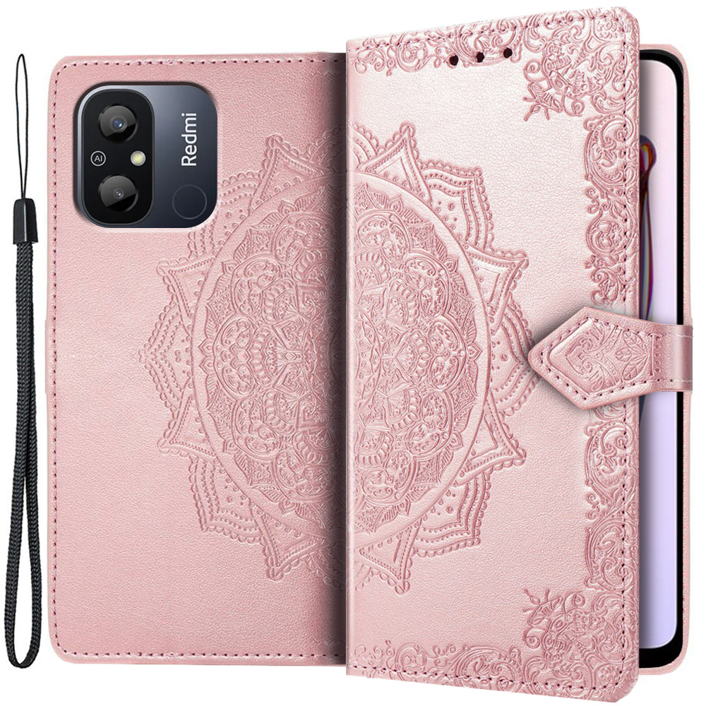 Klapphülle Für Xiaomi Redmi 12c, Mandala, Roségold