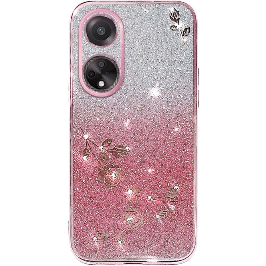 Oppo A78 4g Hülle, Glitzerblume, Roségold
