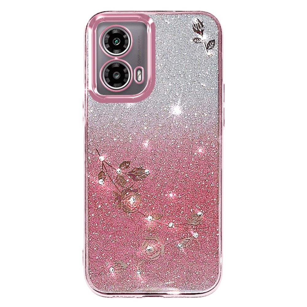 Schutzhülle Für Motorola Moto G24 / G24 Power / G04, Glitzerblume, Roségold