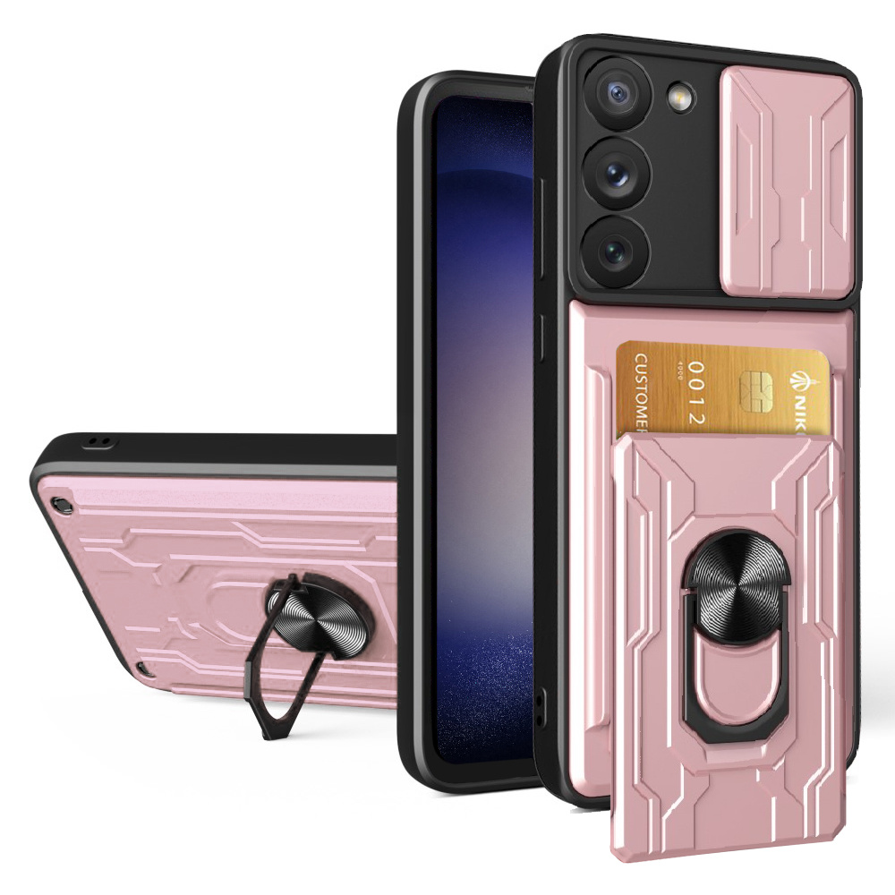 Gepanzertes Case Für Samsung Galaxy S23, Mit Kameraauszieher Und Kartenfach, Roségold