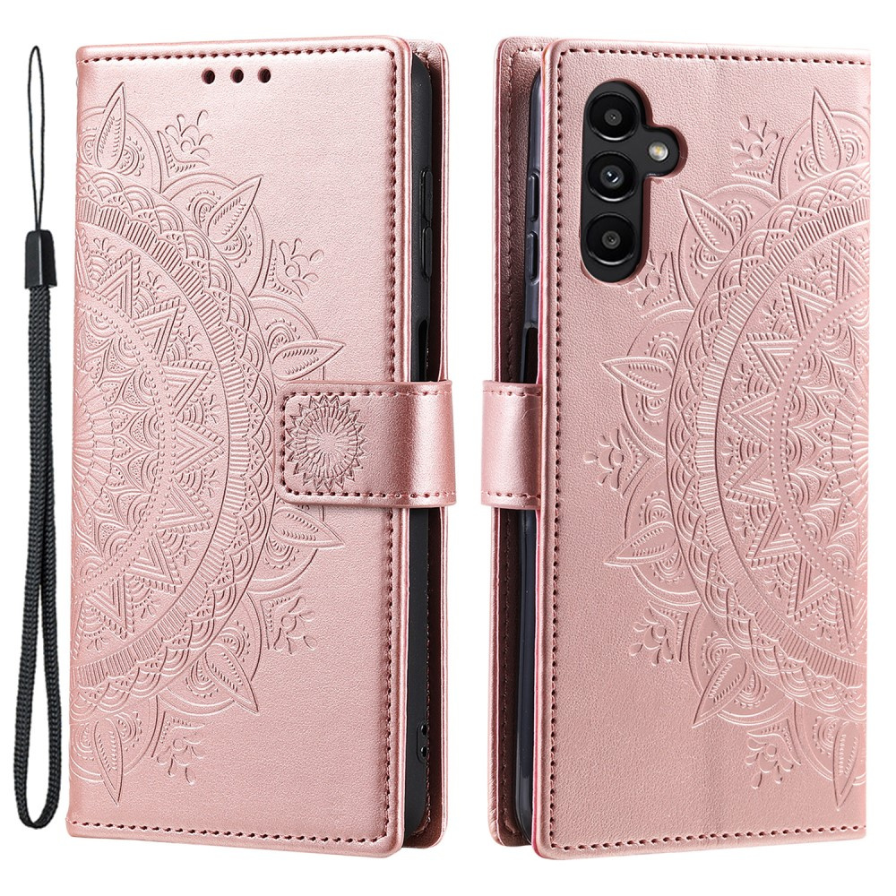 Klapphülle Für Samsung Galaxy A15, Mandala-blume, Roségold + 9h-glas