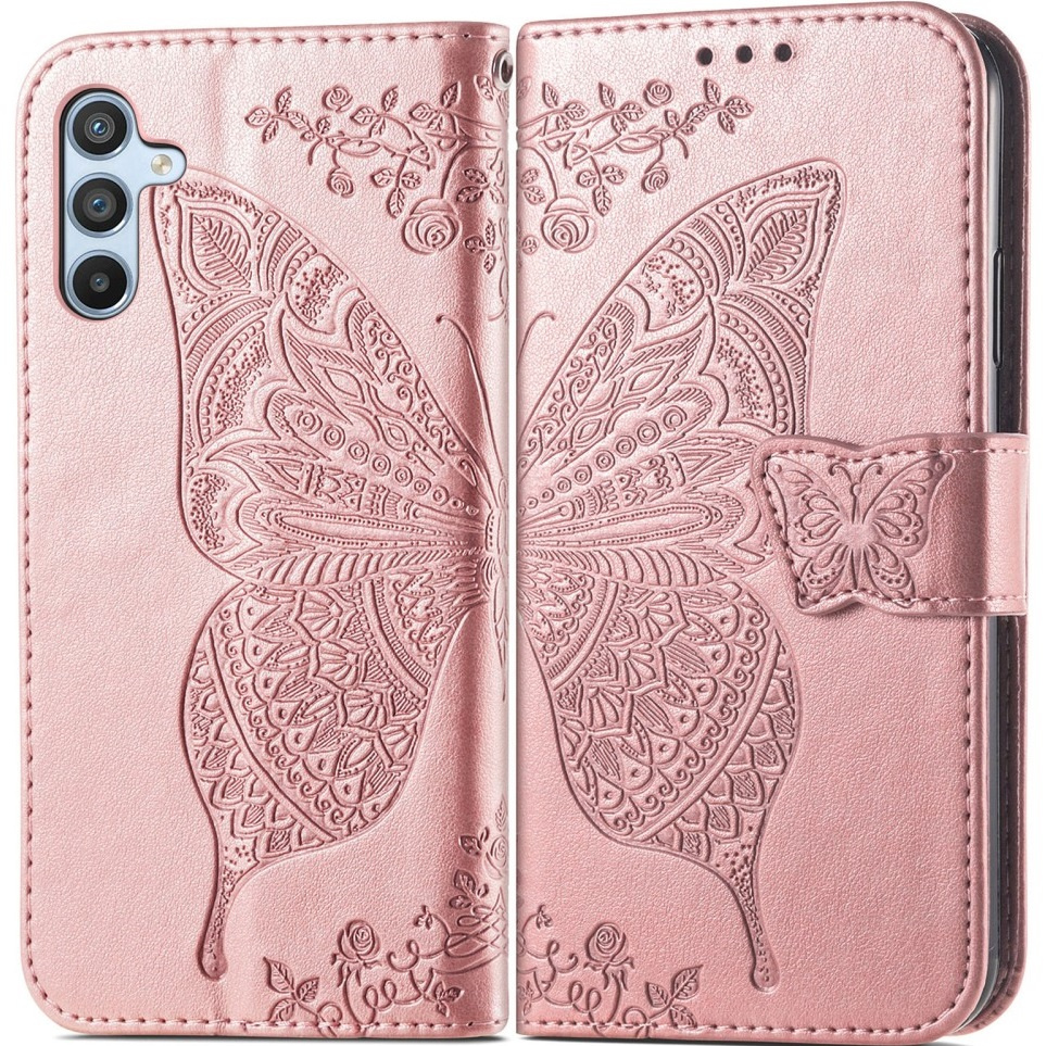 Klapphülle Für Samsung Galaxy A36 5g, Schmetterling, Roségold