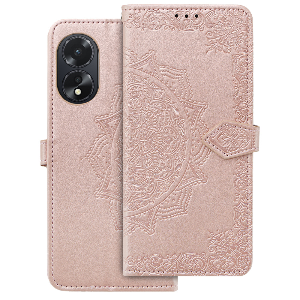 Klapphülle Für Oppo A38 / A18, Mandala, Roségold