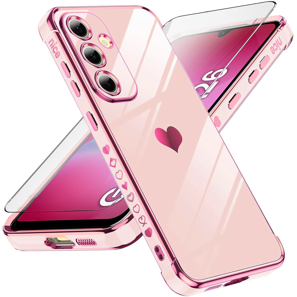 Schutzhülle Für Samsung Galaxy A26 5g, Elektroherz, Roségold + 9h-glas