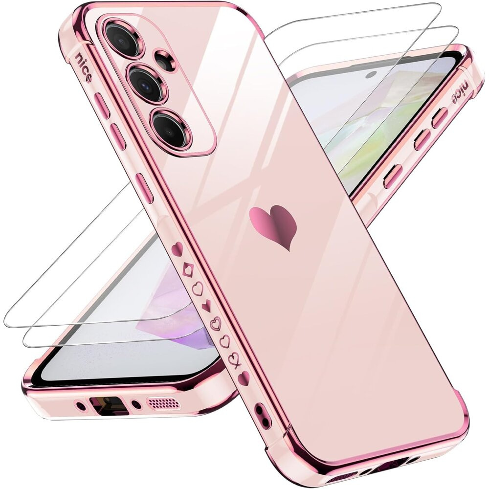 Schutzhülle Für Samsung Galaxy A54 5g, Elektroherz, Roségold + 2x 9h-glas