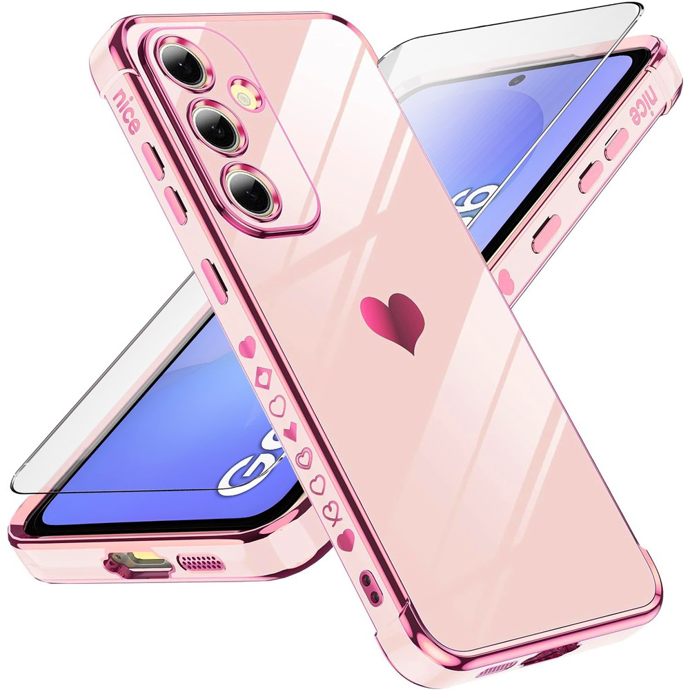 Schutzhülle Für Samsung Galaxy A36 5g, Elektroherz, Roségold + 9h-glas
