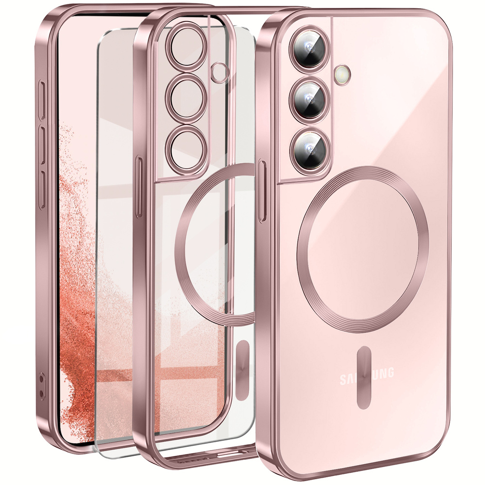 Schutzhülle Für Samsung Galaxy S22, Electro Magsafe, Roségold + Displayschutzfolie Aus Glas