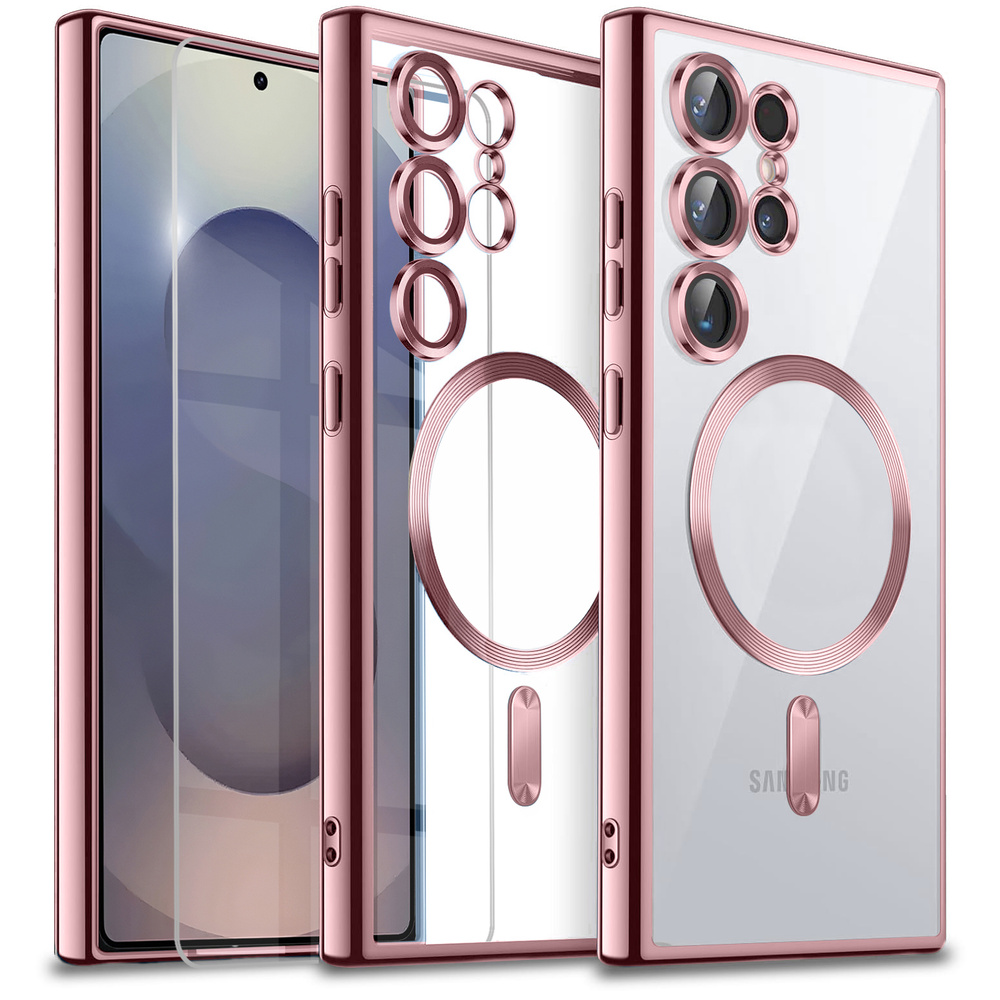 Schutzhülle Für Samsung Galaxy S25 Ultra, Electro Magsafe, Roségold + Displayschutzfolie Aus Glas