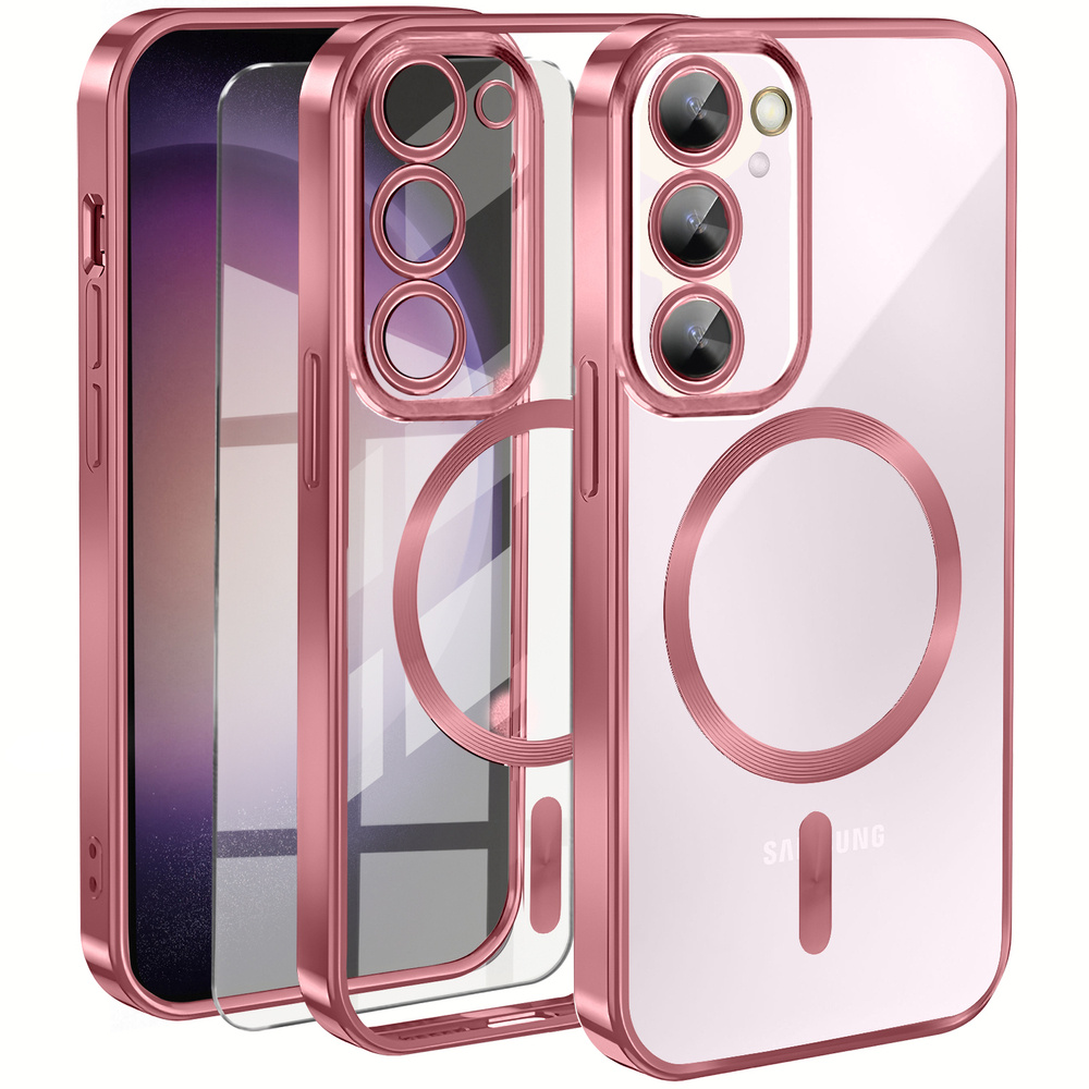 Schutzhülle Für Samsung Galaxy S23 Plus, Electro Magsafe, Roségold + Displayschutzfolie Aus Glas