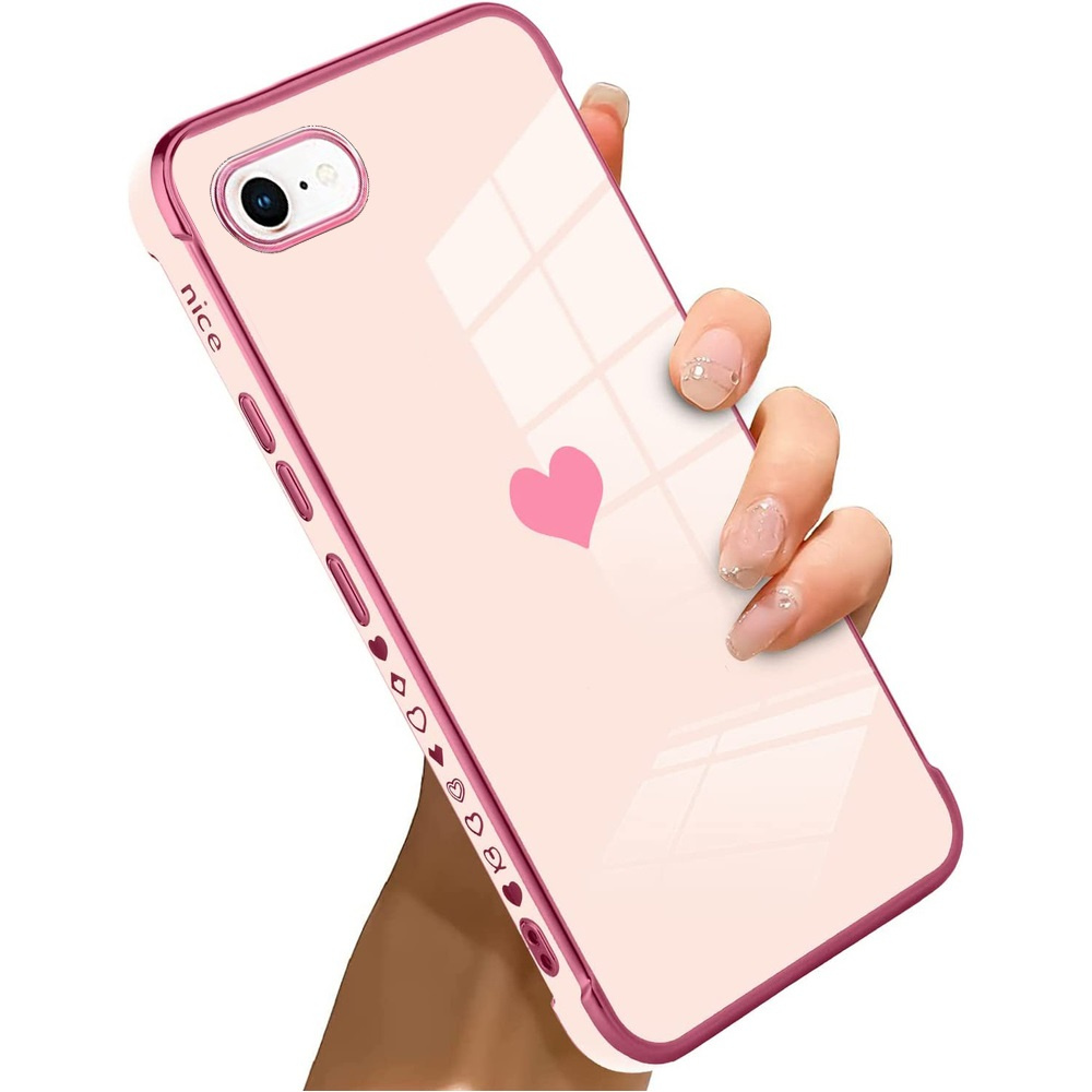 Hüllenset Für Iphone 7/8/se 2020/se 2022, Electro Heart, Roségold + Glas