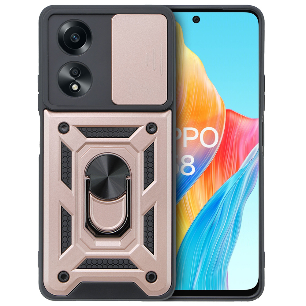 Gepanzertes Gehäuse Für Oppo A58 4g, Camshield Slide, Roségold