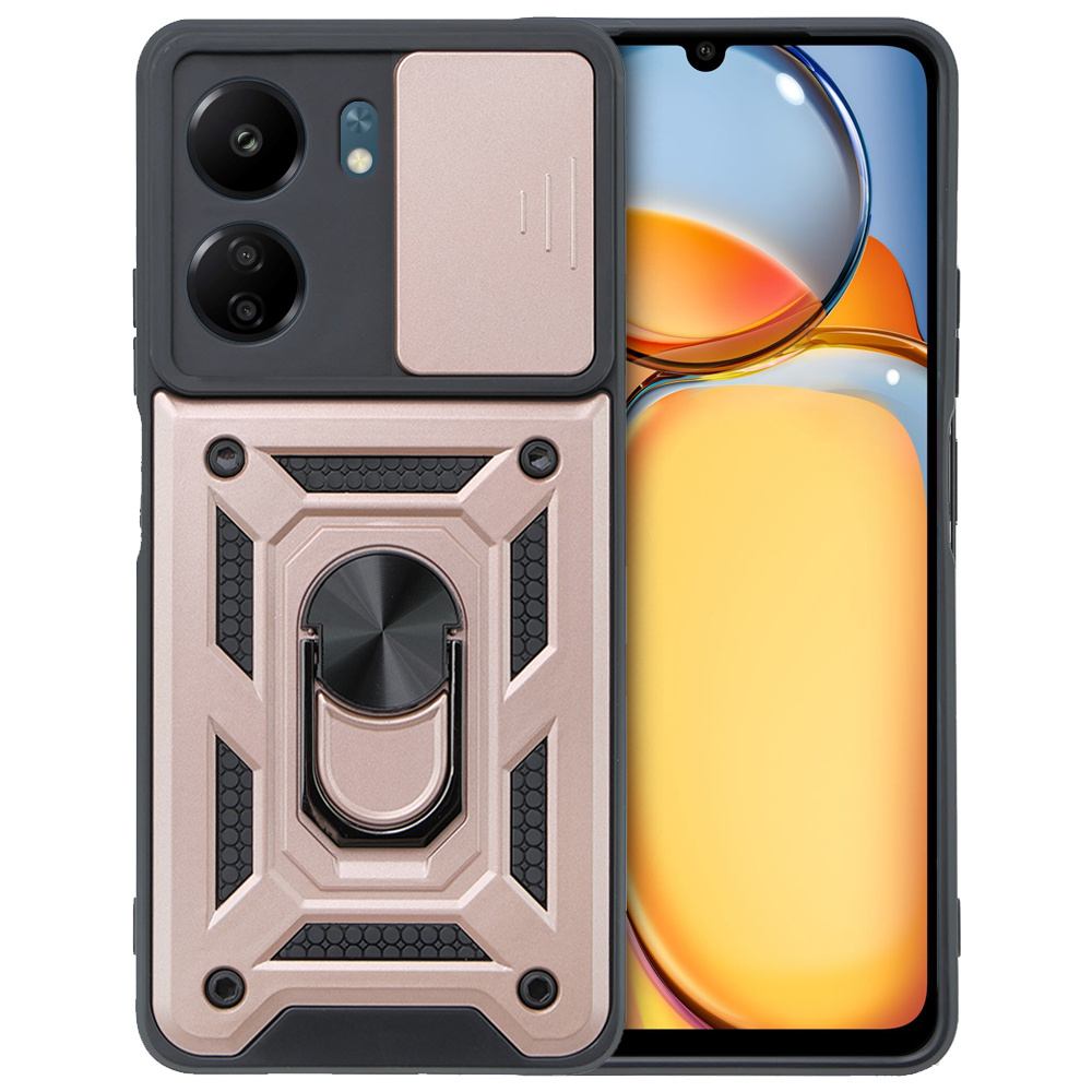 Gepanzerte Schutzhülle Für Xiaomi Redmi 13c / Poco C65, Camshield Slide, Roségold