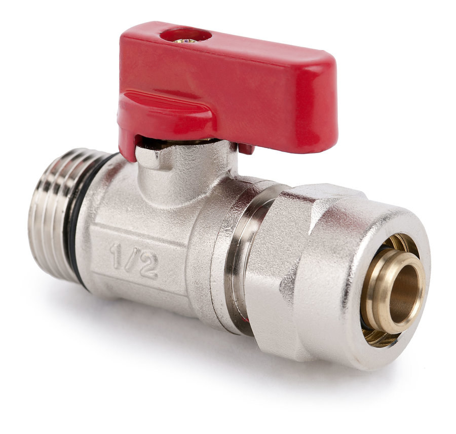 Rote Mini-drosselklappe Mit O-ring Und Pex/al-anschluss 16x2 G1/2