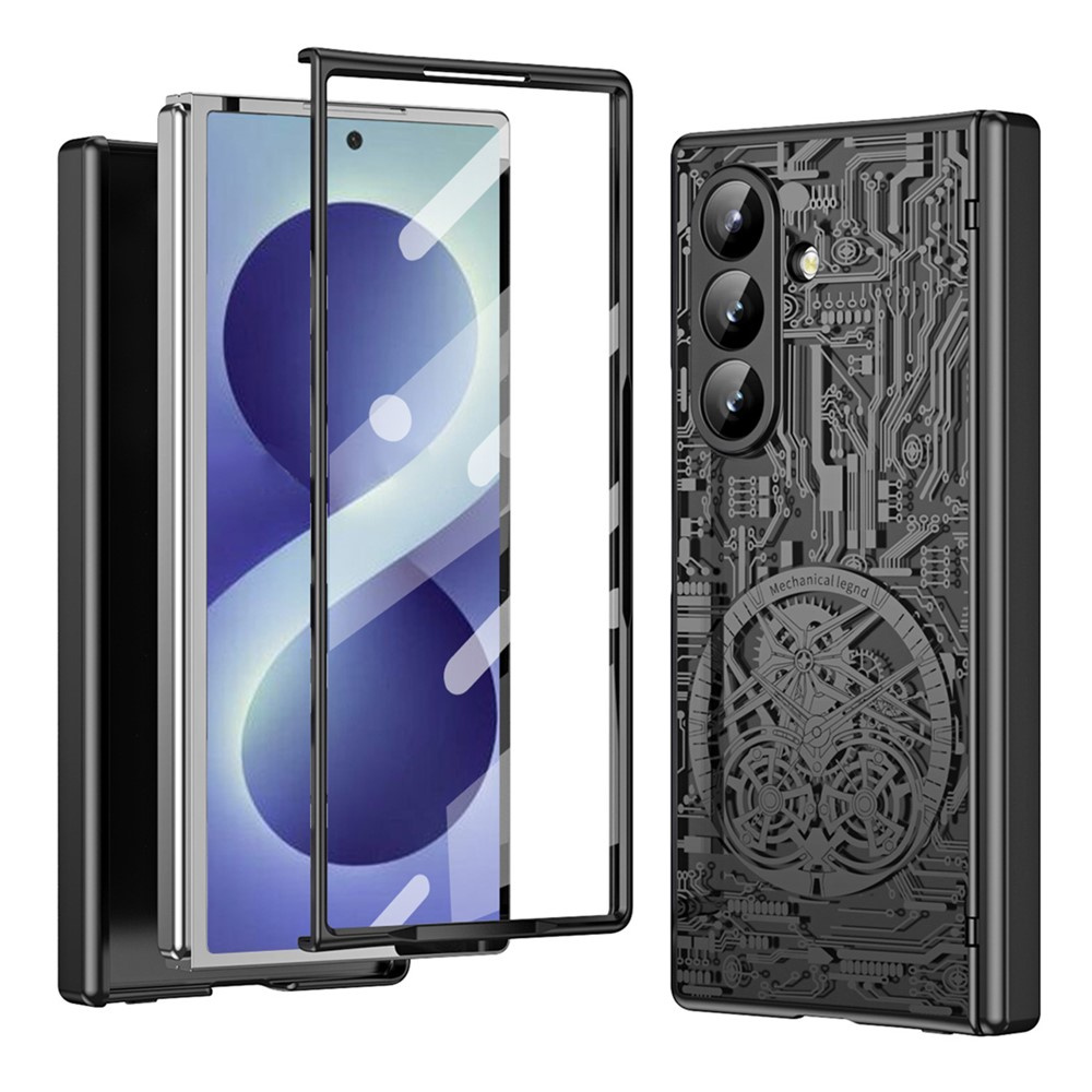 Samsung Galaxy Z Fold 8 Ultra Hülle, Mechanical Legend, Mit Glas Für Das Außendisplay, Schwarz