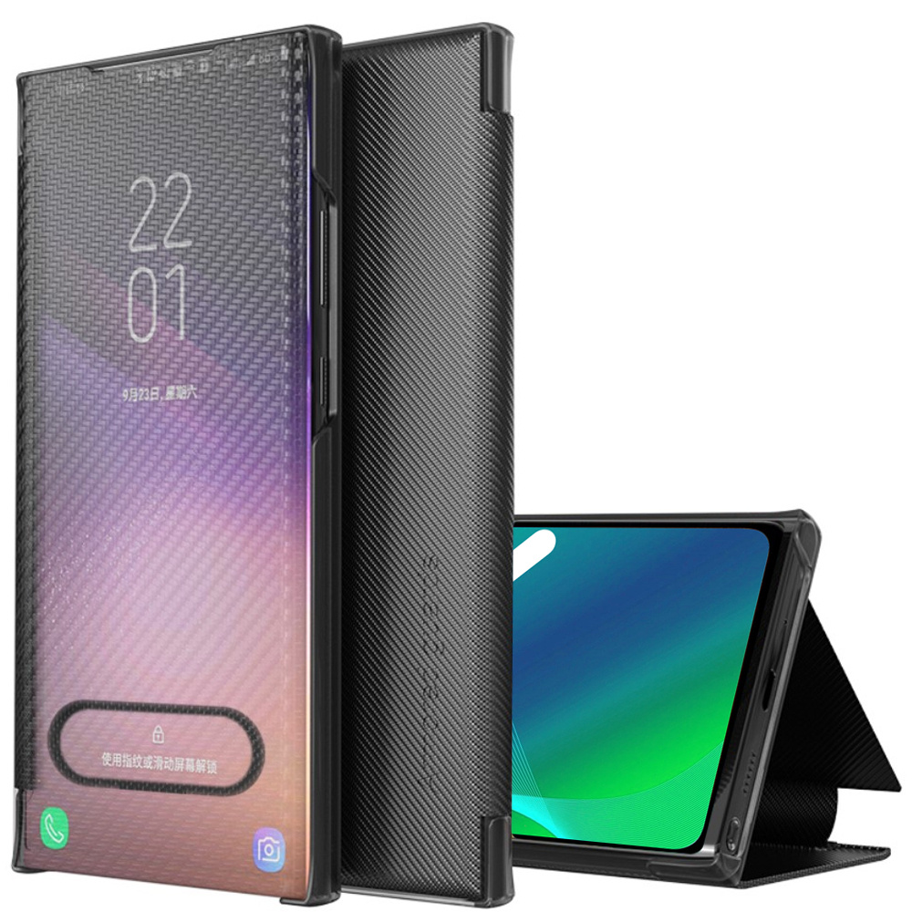 Carbonfaser-folio-klapphülle Für Samsung Galaxy A22 / M22 4g / Lte, Schwarz