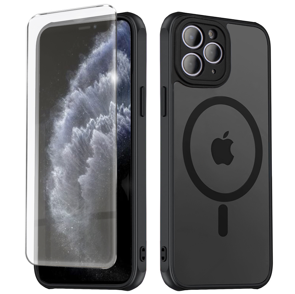 Magsafe Hülle Für Iphone 11 Pro, Hybrid Matte Lens Pro, Schwarz + Displayschutzfolie