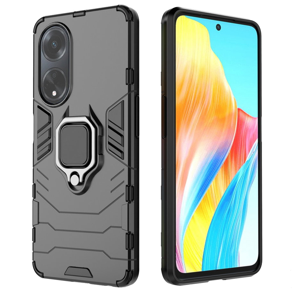 Schutzhülle Für Oppo A98 5g, Mit Ständerring, Schwarz