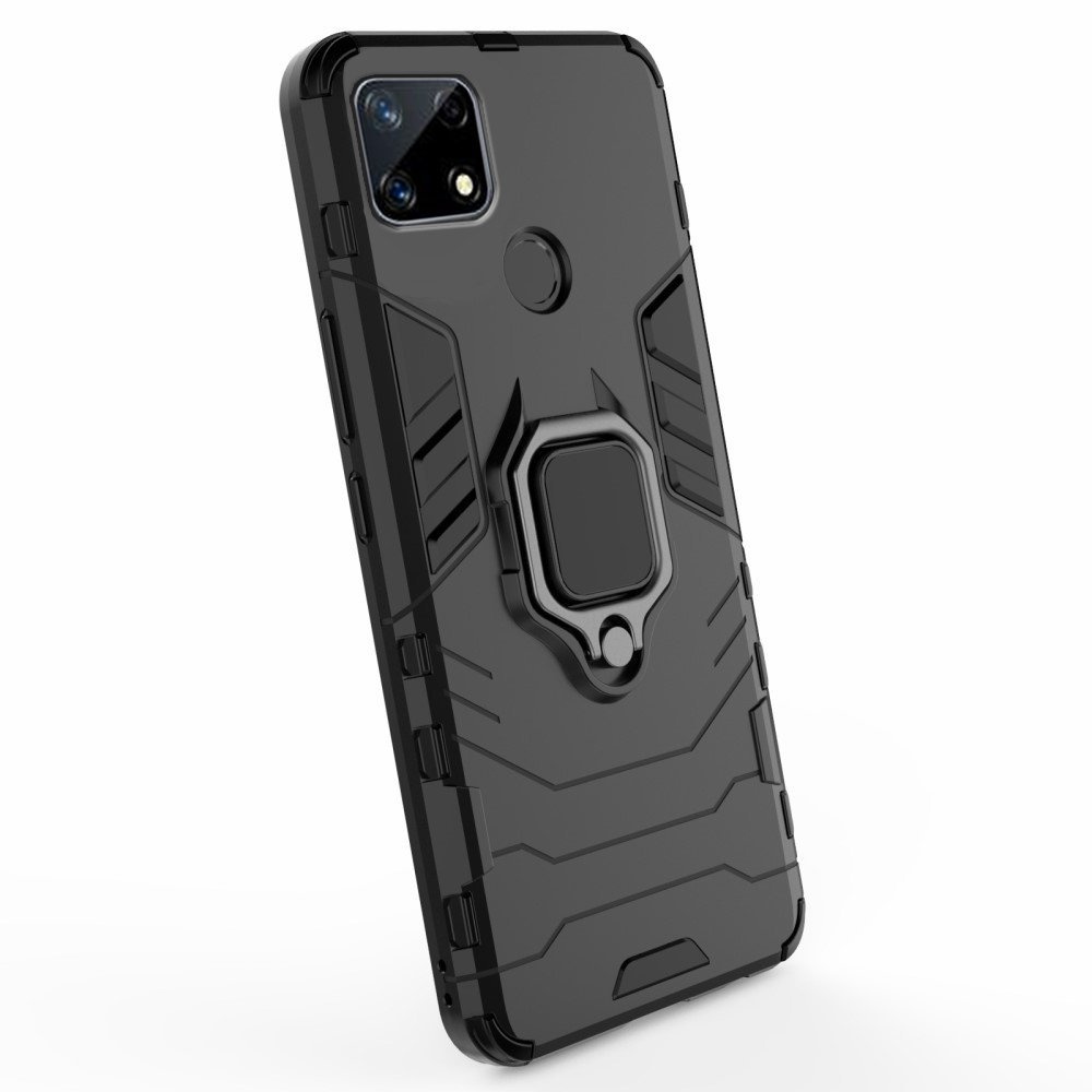 Realme 7i Schutzhülle Mit Ständerring, Schwarz
