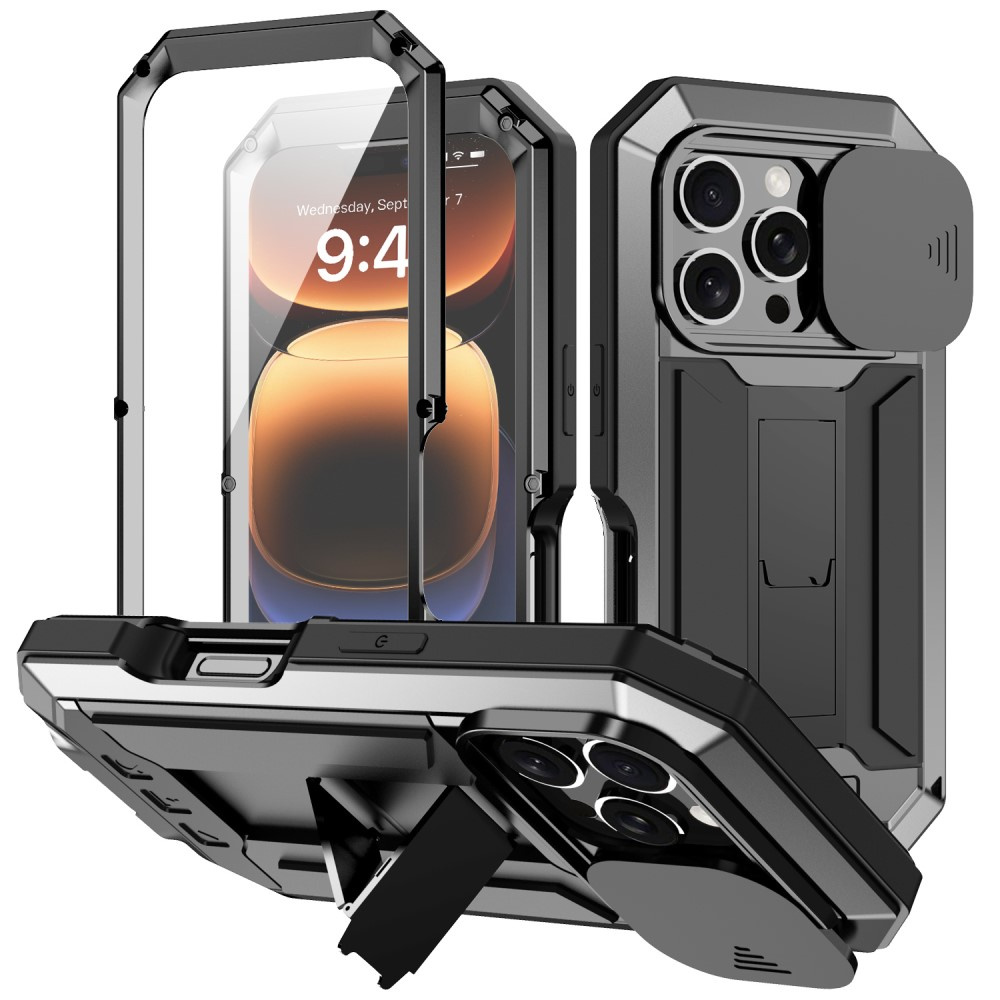 Iphone 16 Pro Max Hülle, R-just Camshield Slide, Gepanzert, Schwarz