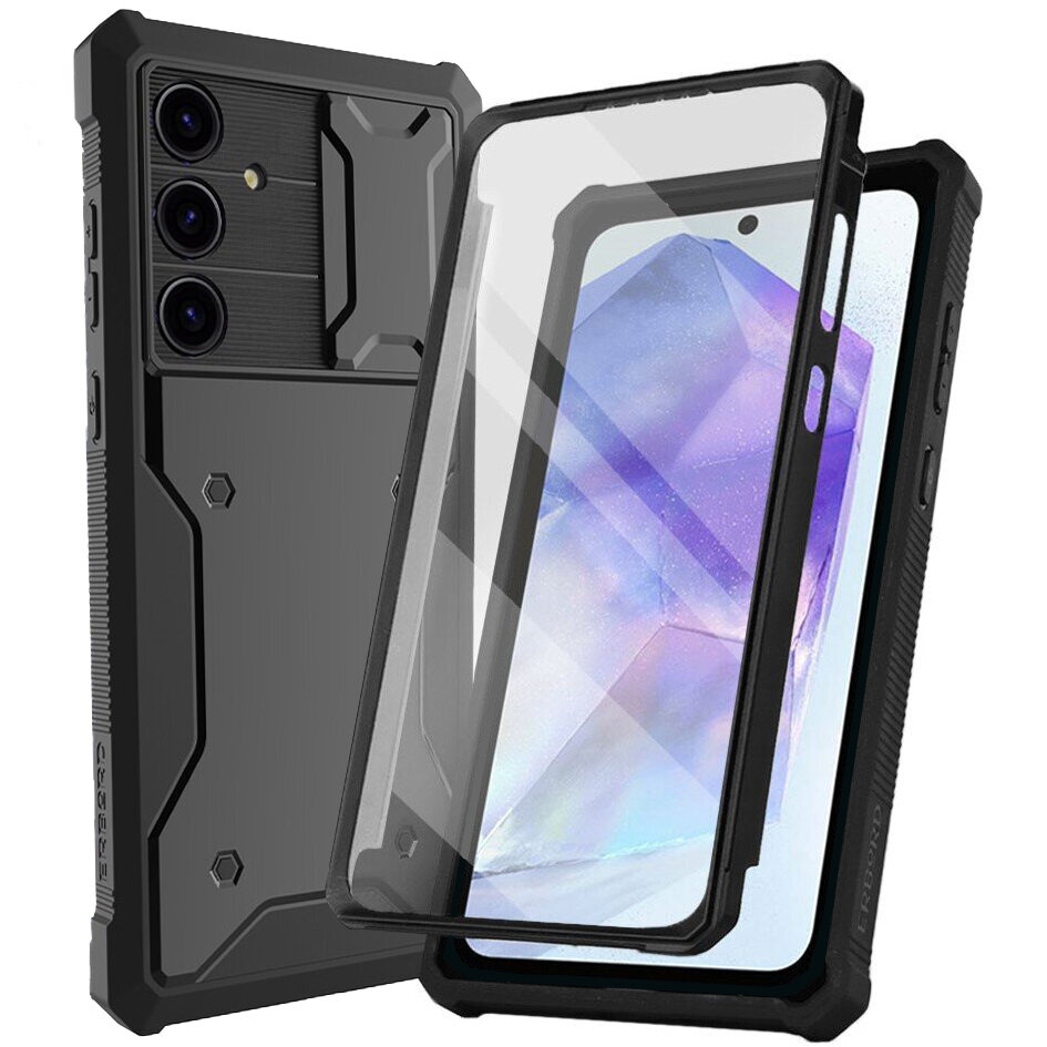 Schutzhülle Für Samsung Galaxy A55, Robuste Schutzhülle Von Erbord, Schwarz (zwei Rahmen)