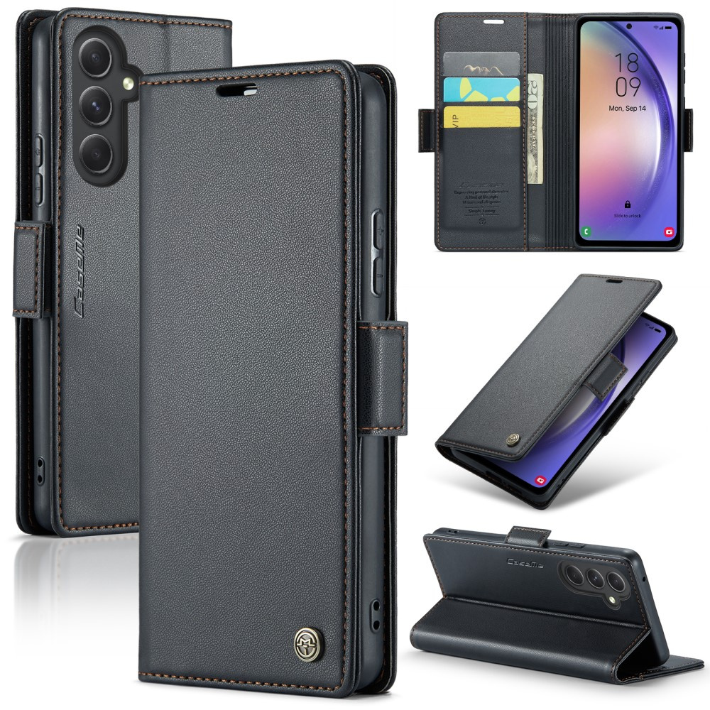 Caseme Flip Case Für Samsung Galaxy A54 5g, Litschi-wallet, Schwarz