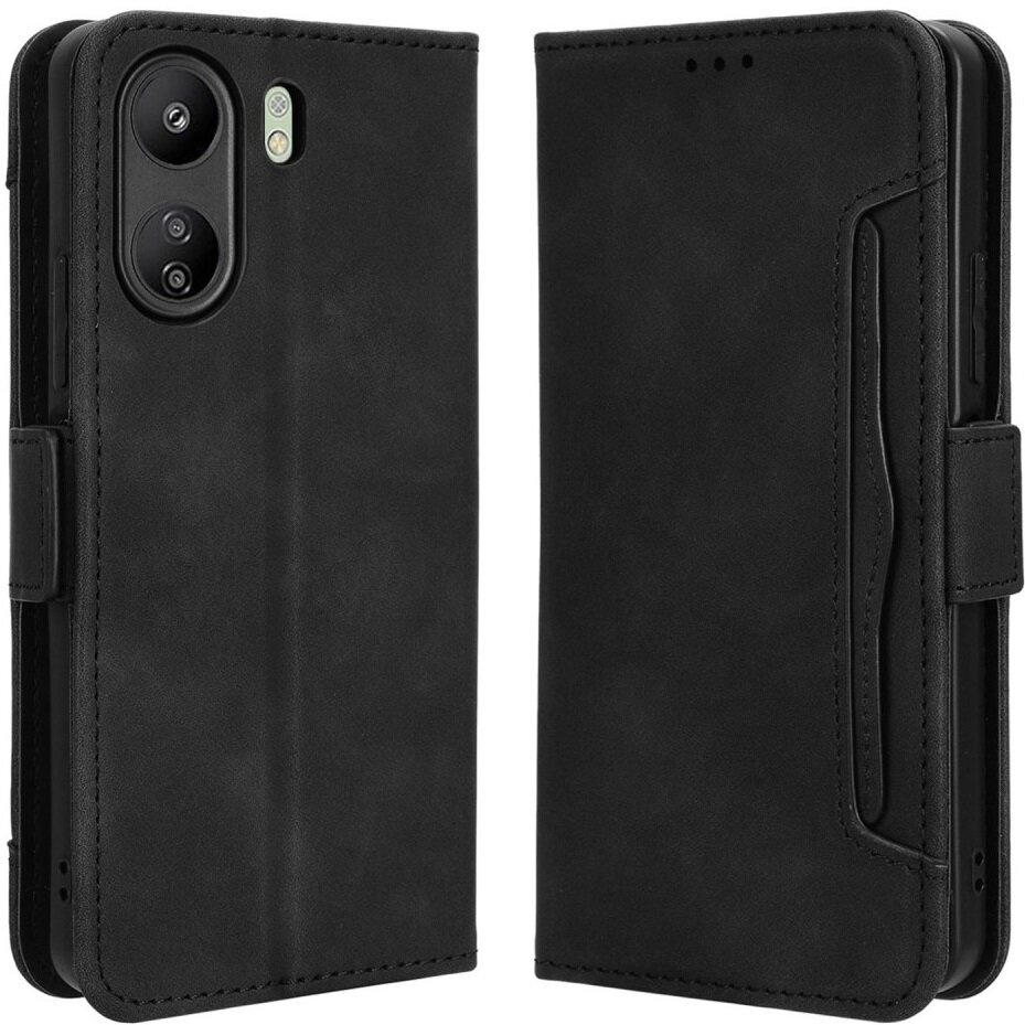Klapphülle Für Xiaomi Redmi 13c / Poco C65, Mit Kartenfach, Schwarz