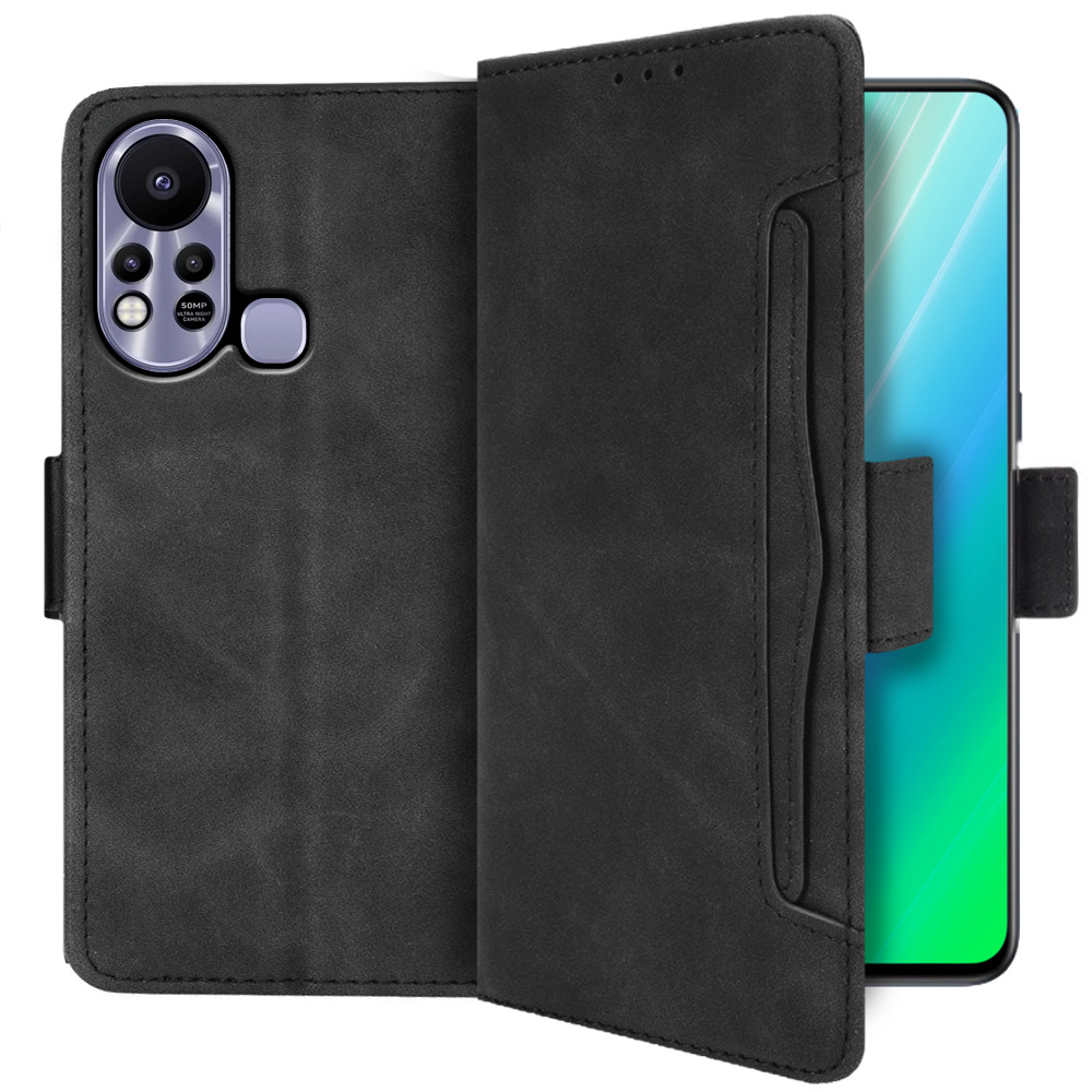 Klapphülle Für Infinix Hot 11s, Mit Kartenfach, Schwarz