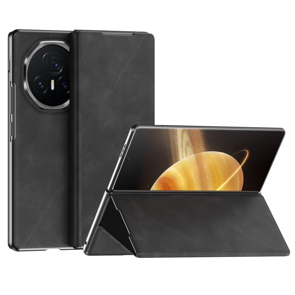 Honor Magic V3 5g Flip Case, Brieftaschen-optik, Nappa-leder, Schwarz