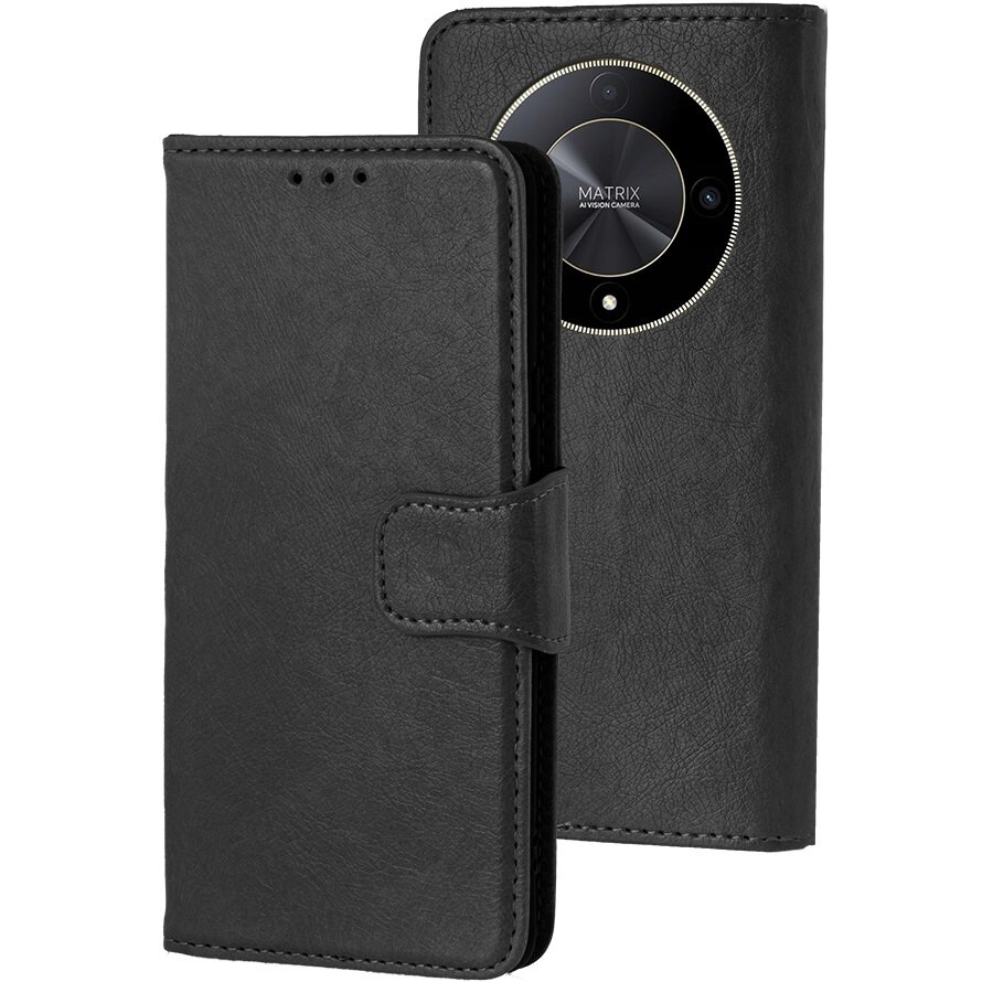 Honor Magic 6 Lite 5g Flip Case, Spaltleder, Schwarz