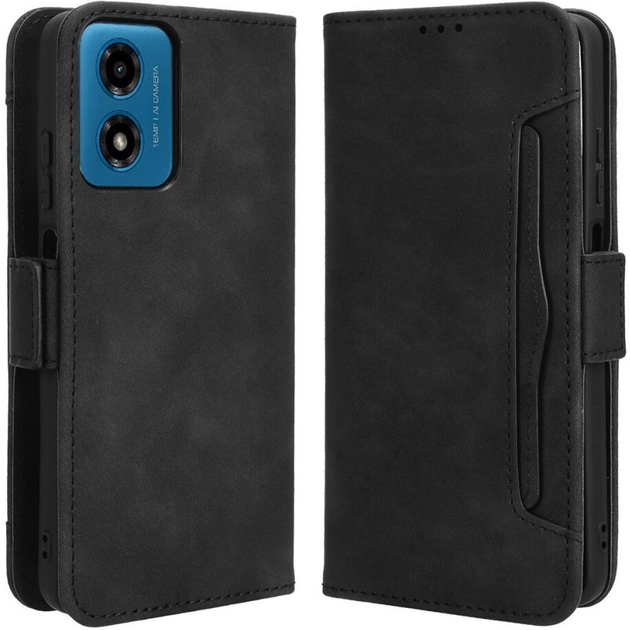 Klapphülle Für Motorola Moto E14, Mit Kartenfach, Schwarz