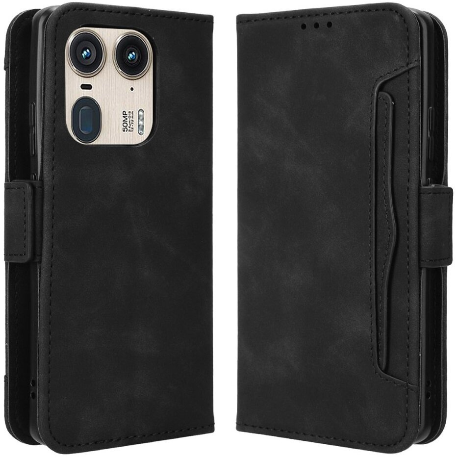 Klapphülle Für Motorola Edge 50 Ultra, Mit Kartenfach, Schwarz