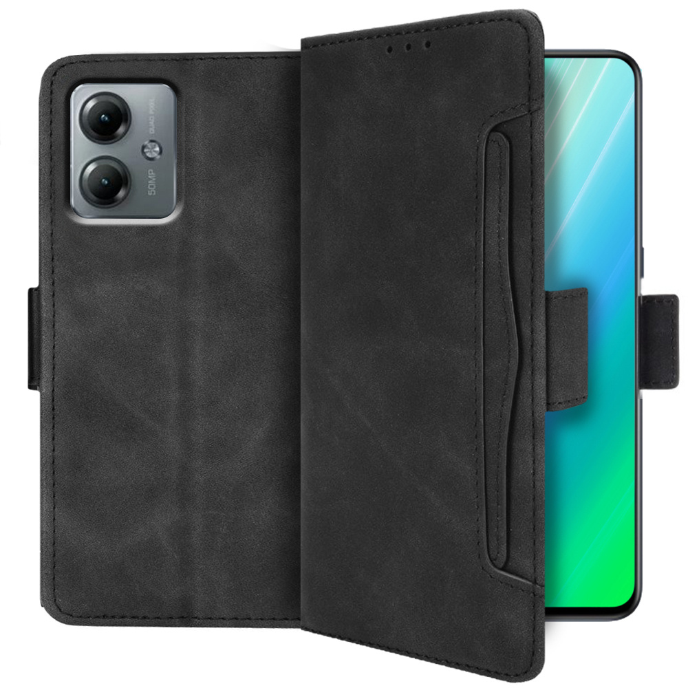 Klapphülle Für Motorola Moto G14, Mit Kartenfach, Schwarz