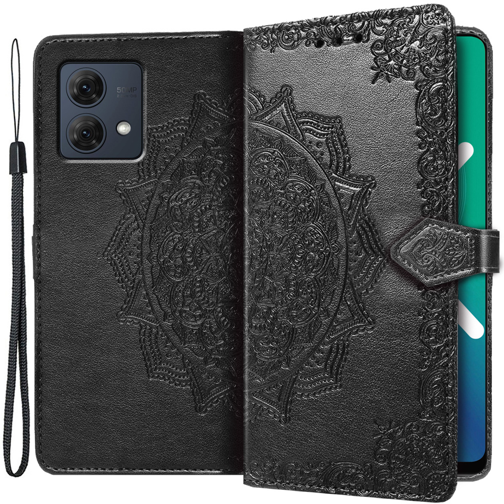 Klapphülle Für Motorola Moto G84, Mandala, Schwarz
