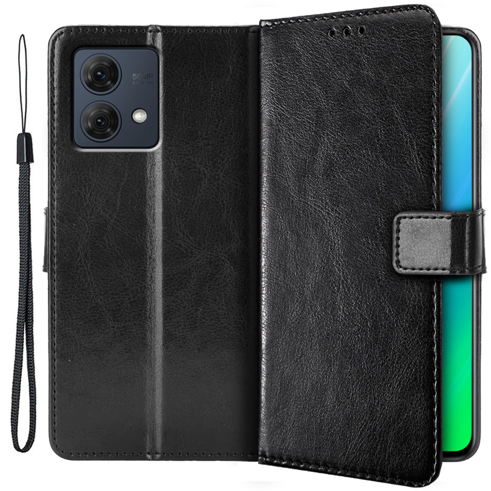 Klapphülle Für Motorola Moto G84 5g, Crazy Horse Wallet, Schwarz