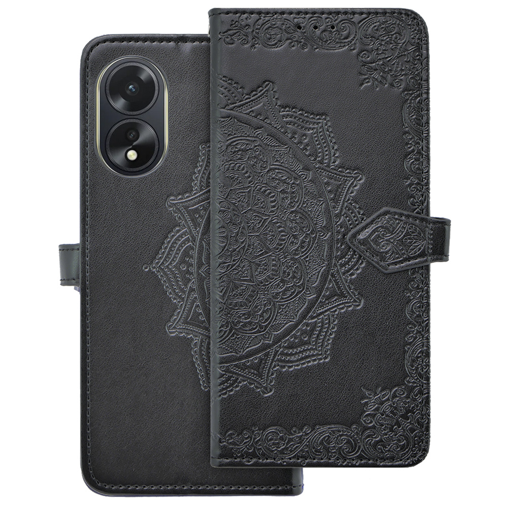 Klapphülle Für Oppo A58 4g, Mandala, Schwarz