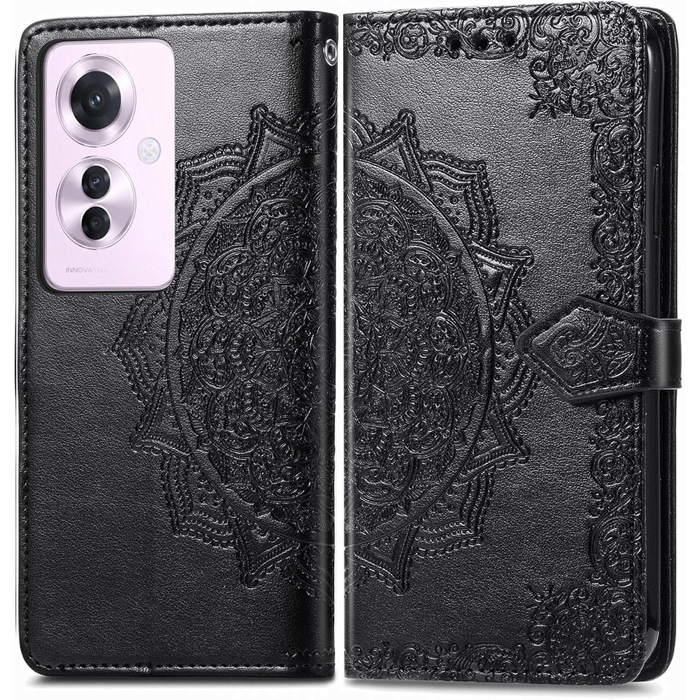 Klapphülle Für Oppo Reno 11f 5g, Mandala, Schwarz