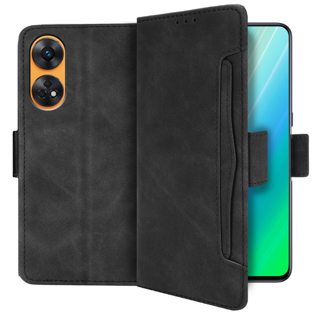 Klapphülle Für Oppo Reno8 T, Mit Kartenfach, Schwarz