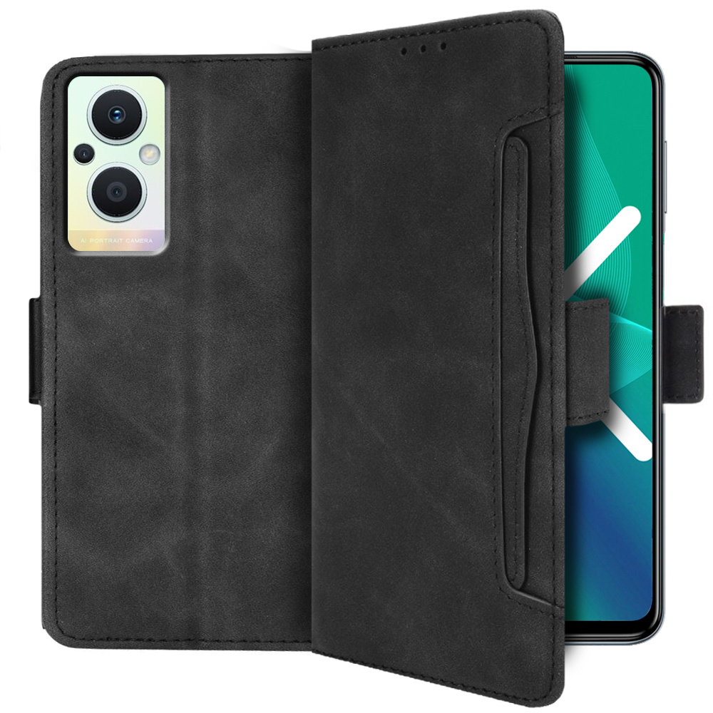 Klapphülle Für Oppo Reno7 Lite 5g, Mit Kartenfach, Schwarz
