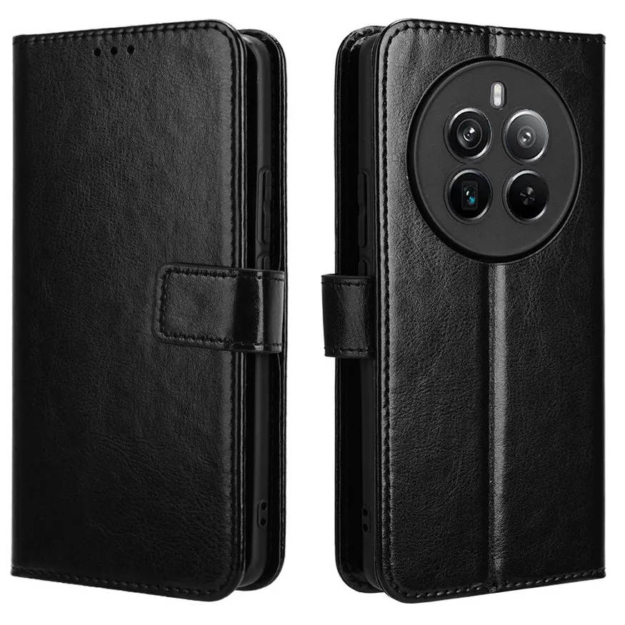 Realme 12 Pro 5g / 12 Pro+ 5g Flip Case, Crazy Horse Wallet, Schwarz