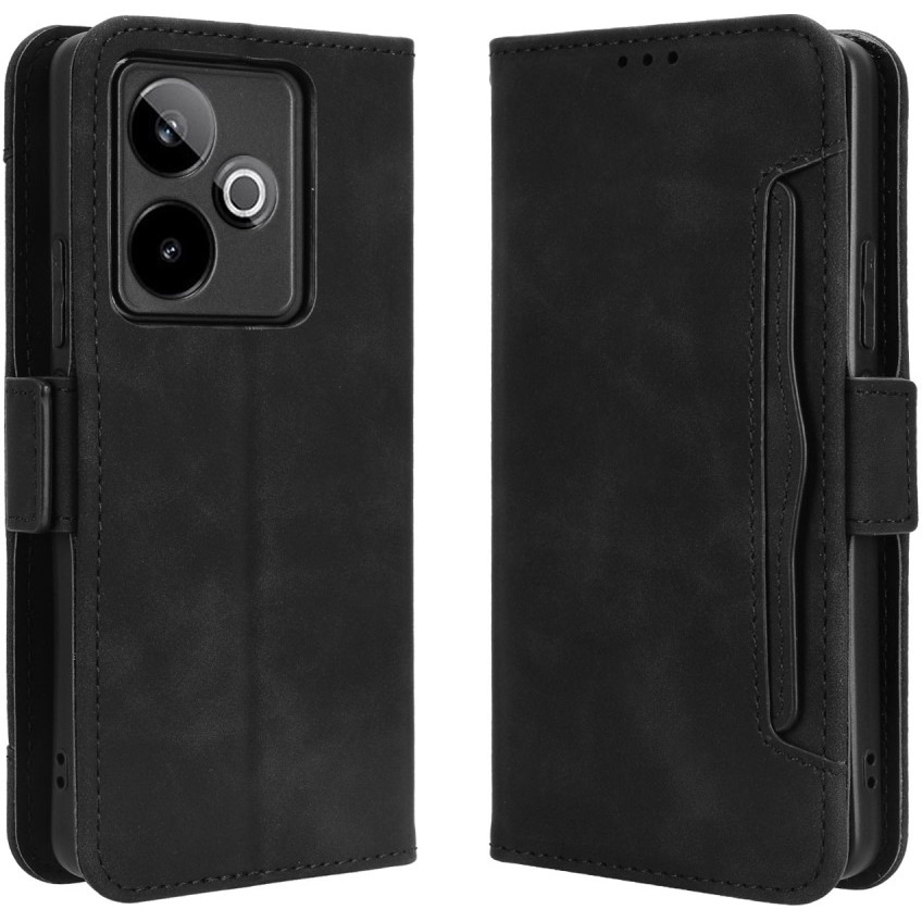 Klapphülle Für Realme Gt 7 / 7t, Mit Kartensteckplatz, Schwarz