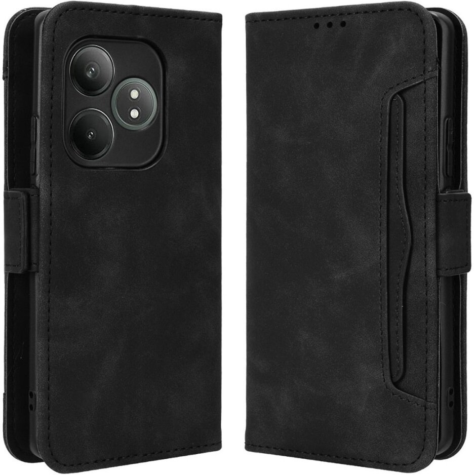 Klapphülle Für Realme Gt 6 / 6t, Mit Kartensteckplatz, Schwarz