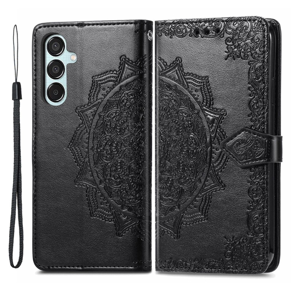 Samsung Galaxy M15 5g Flip Case, Mandala, Schwarz